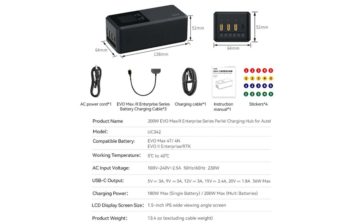 Multi-battery power station for drones with customizable cables