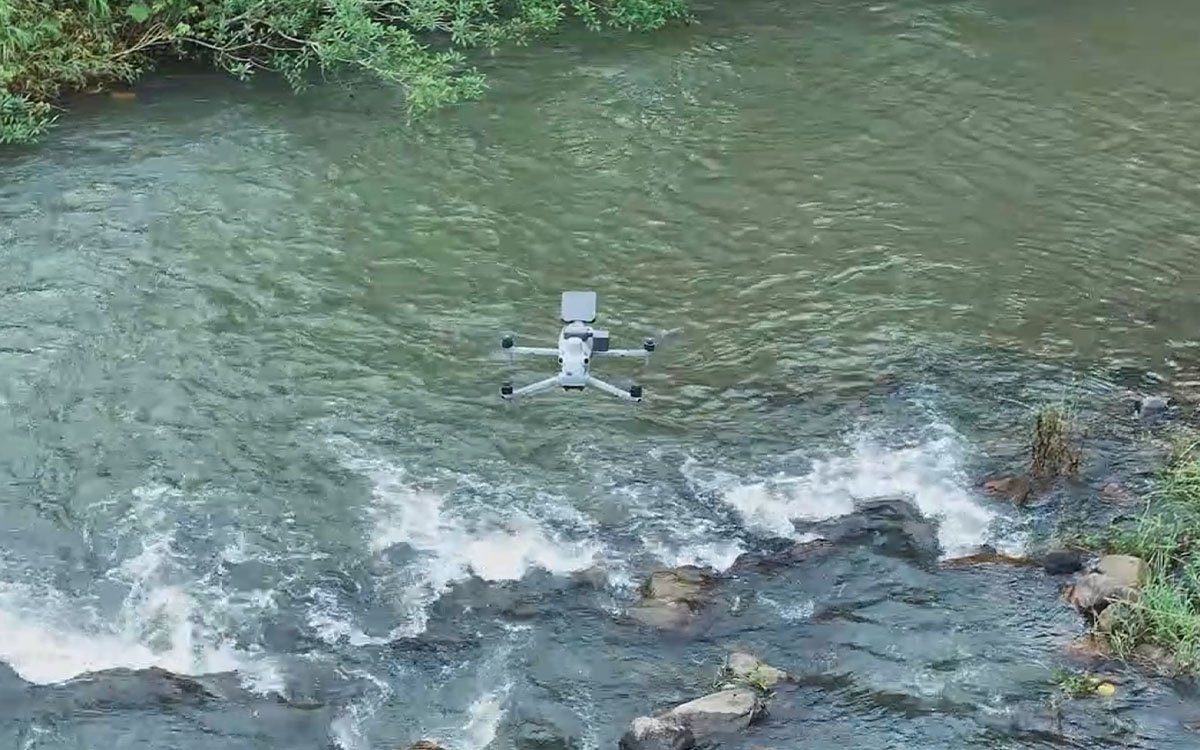MF30-M4 water level and velocity radar system mounted on DJI Matrice 4 drone