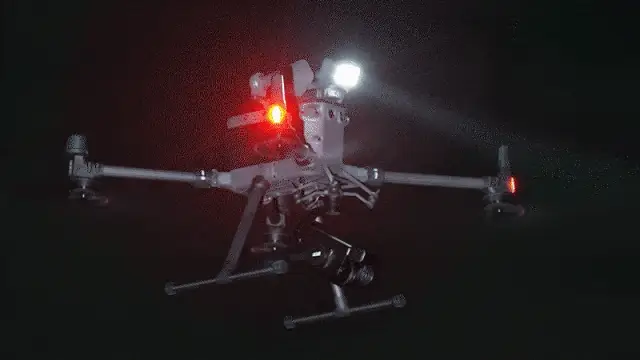 LP35 illuminating and broadcasting during a night search and rescue operation